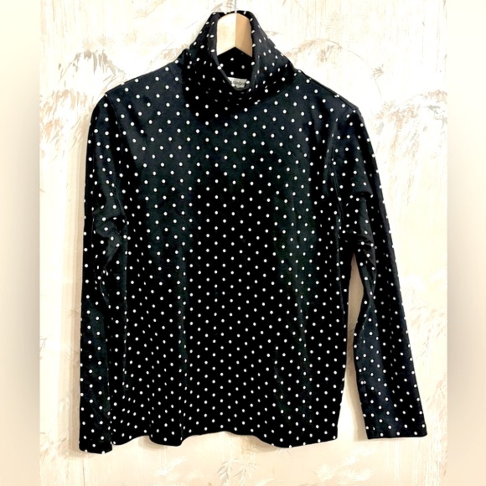 NWOT Liz Claiborne Black and White Polka Dot Turtle Neck XL
